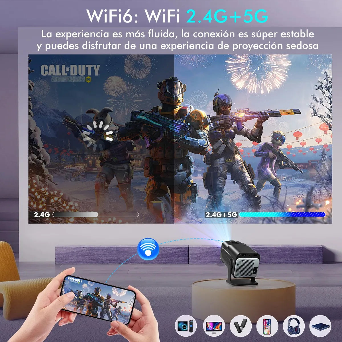 Proyector Hd 8k Android 11 Wifi Full 1080p 15000lm Projector