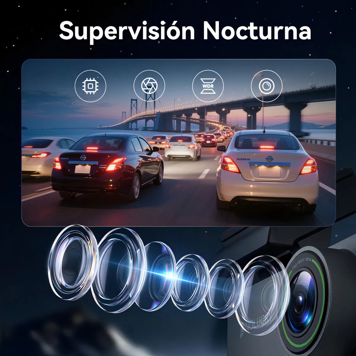 Autodiag® 4k Camara Para Auto Dash Cam Ultra Hd Con Visión Nocturna Wifi Gps, Lente Ultra Gran Angular, Vigilancia De Estacionamiento(equipado Con Línea De Alimentación Dedicada), Tarjeta 64g