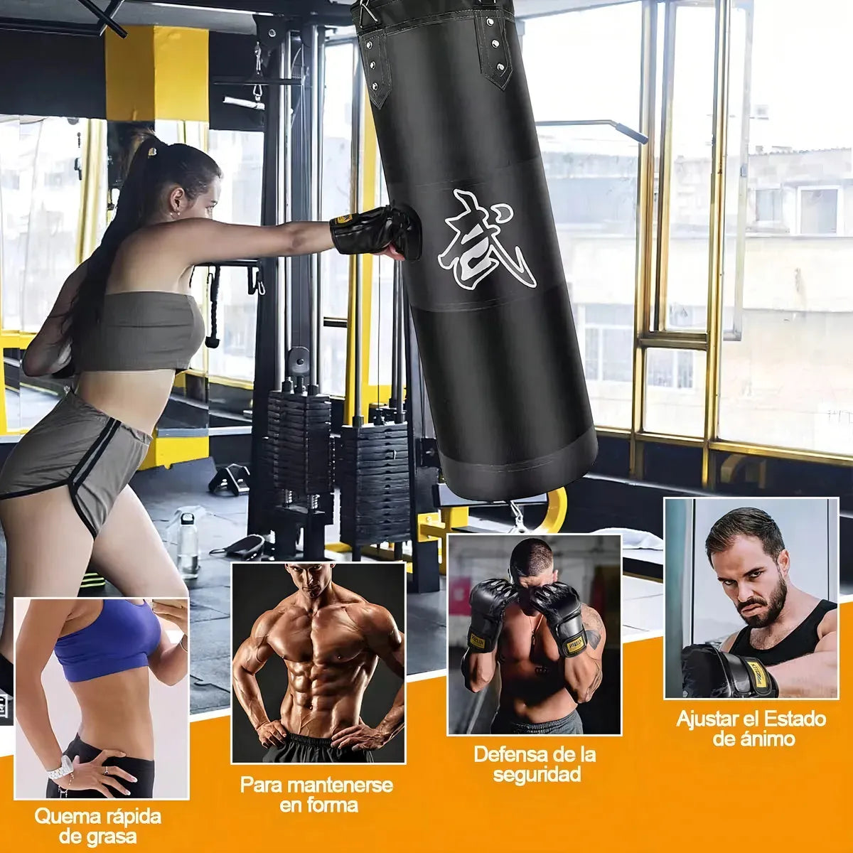 Rowide®saco De Boxeo Profesional Costal De Box Guantes Negro