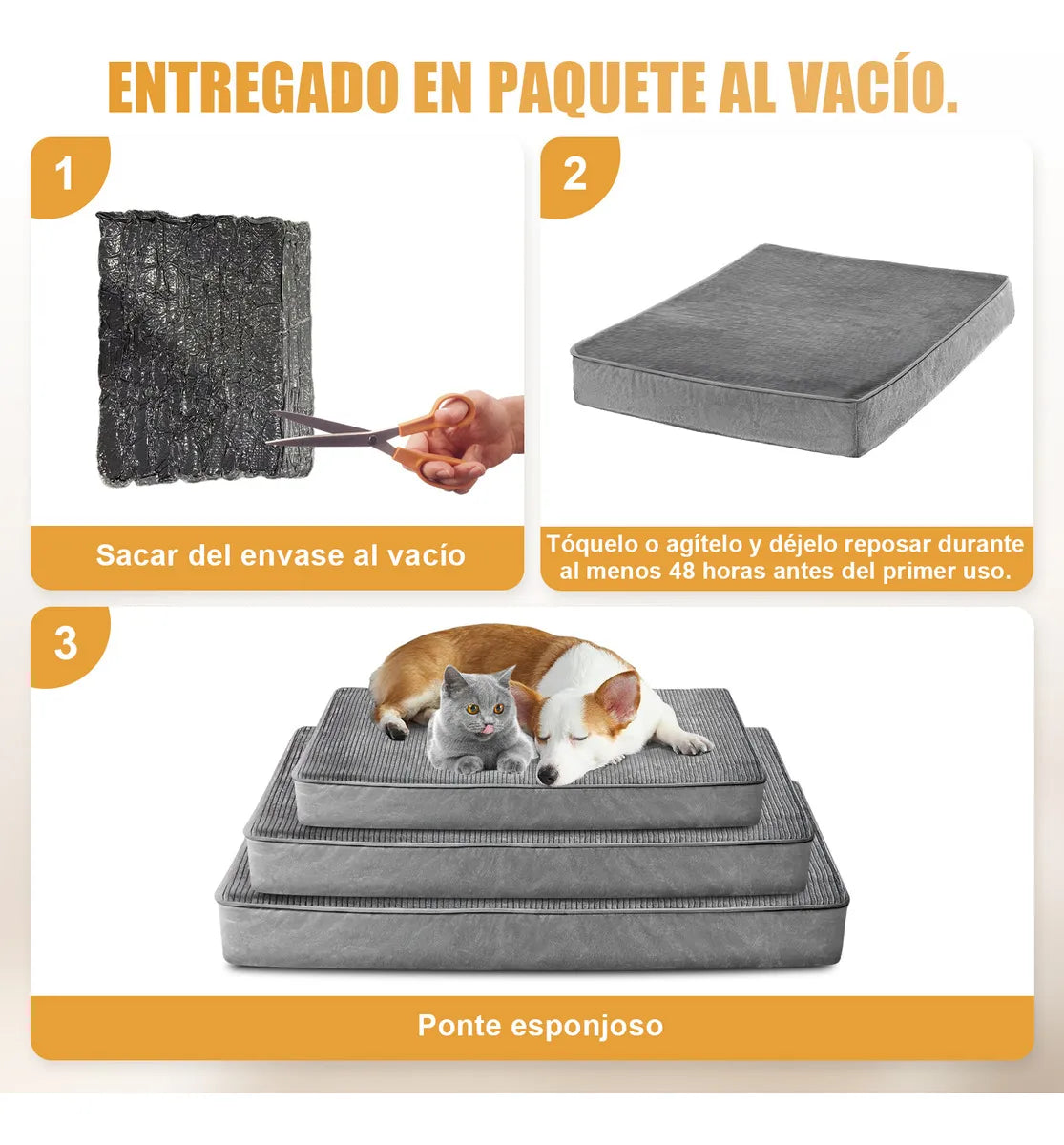 Cama Almohadón Perro Grande LOKOOY Ortopédica Impermeable Lavable Antideslizante Gris