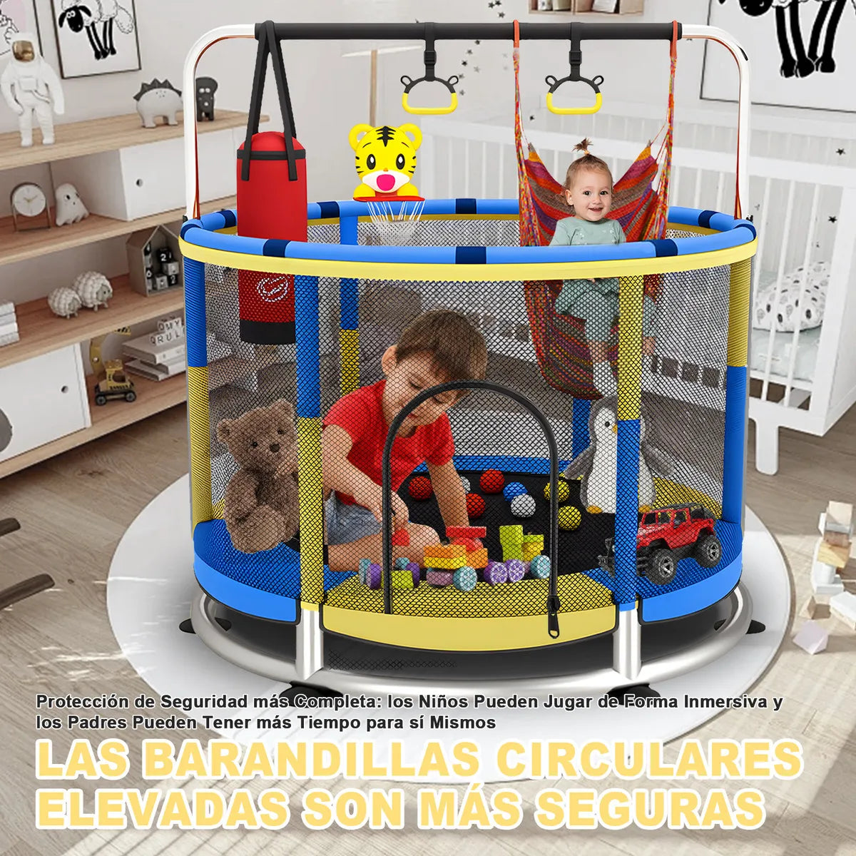 Trampolín para niños juegos al aire libre engrosado ring base apto de 2 a 12 años 2-3 niños a la vez 1.4 m diametro Welikera