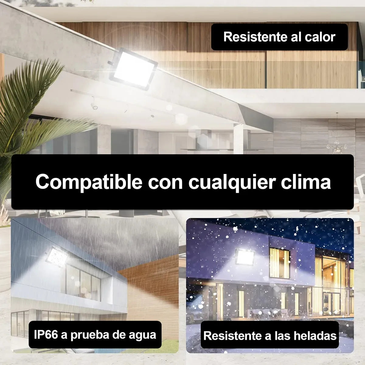 Reflector LED Dopwii 100W Exterior IP66 Luz Blanca Fría 5000K 3 Pzs