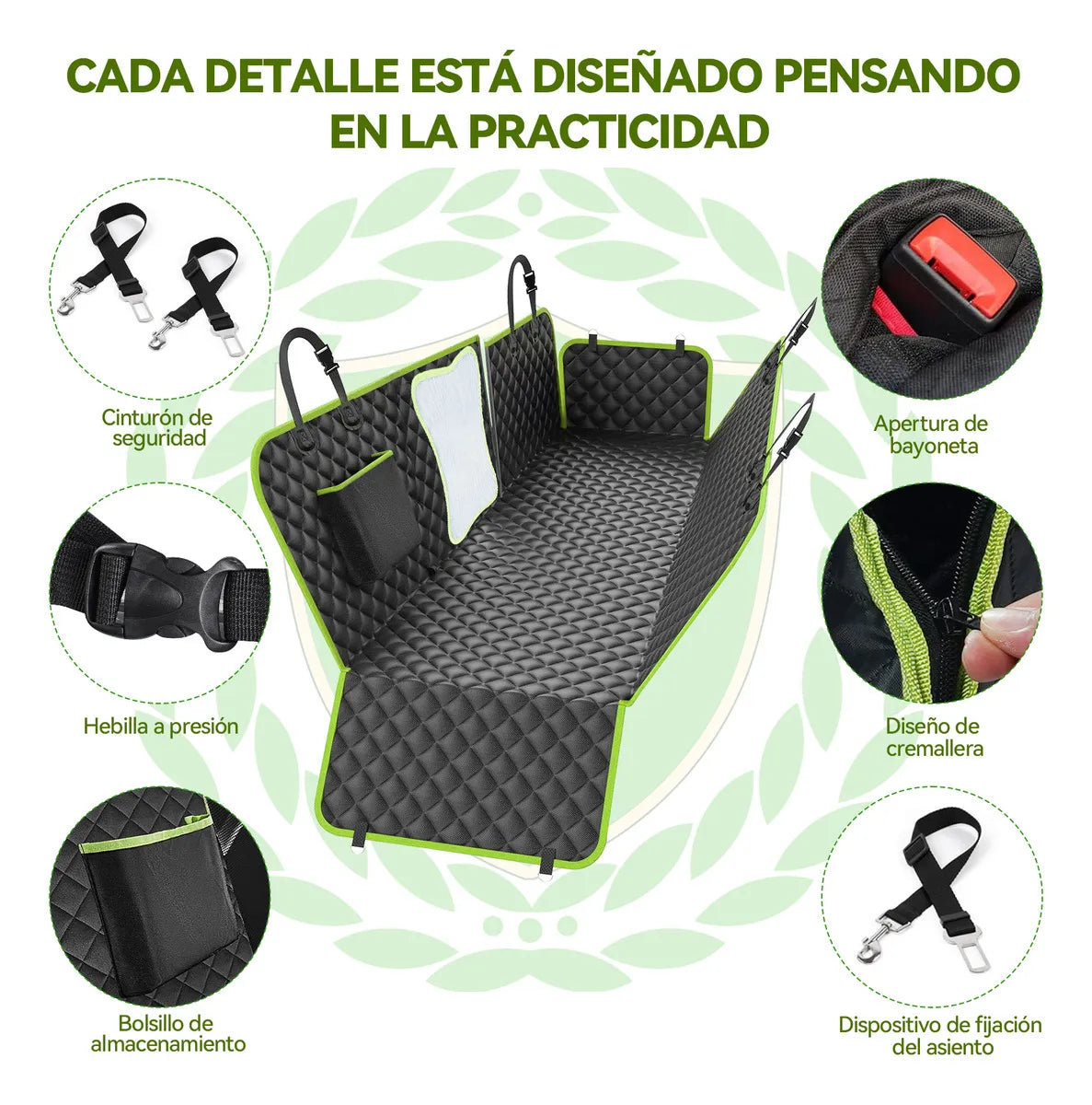 Lokooy Protector Cubre Asientos para Mascotas Negro y Nerde, Cubre Asientos para Perros, Fundas para Autos