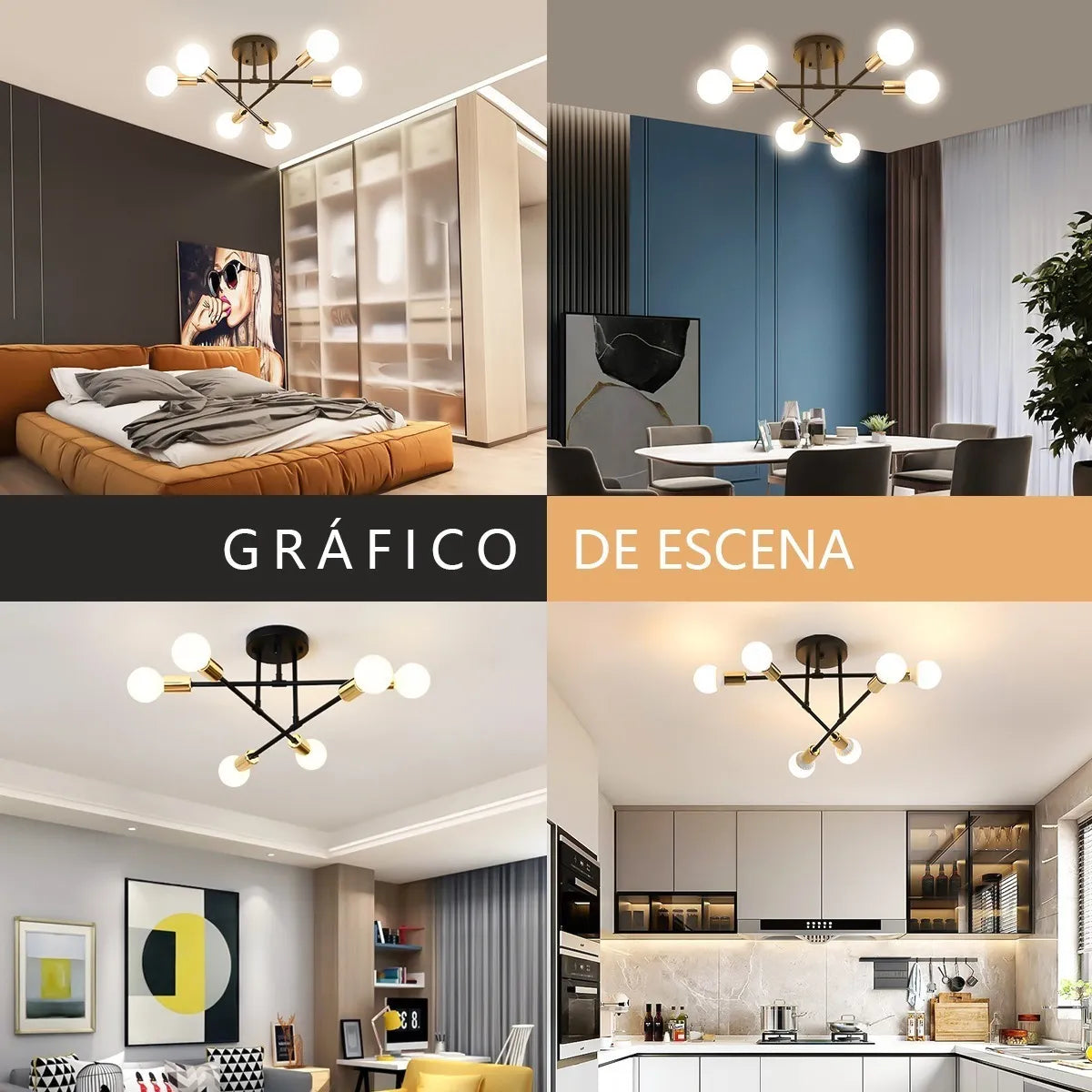 Dopwii® Lámpara De Techo Semiempotrada Moderna De 6 Luces