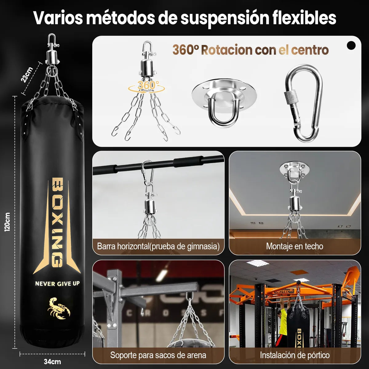 Rowide® Set De Sacos Arena Profesionales Con Guantes Negros