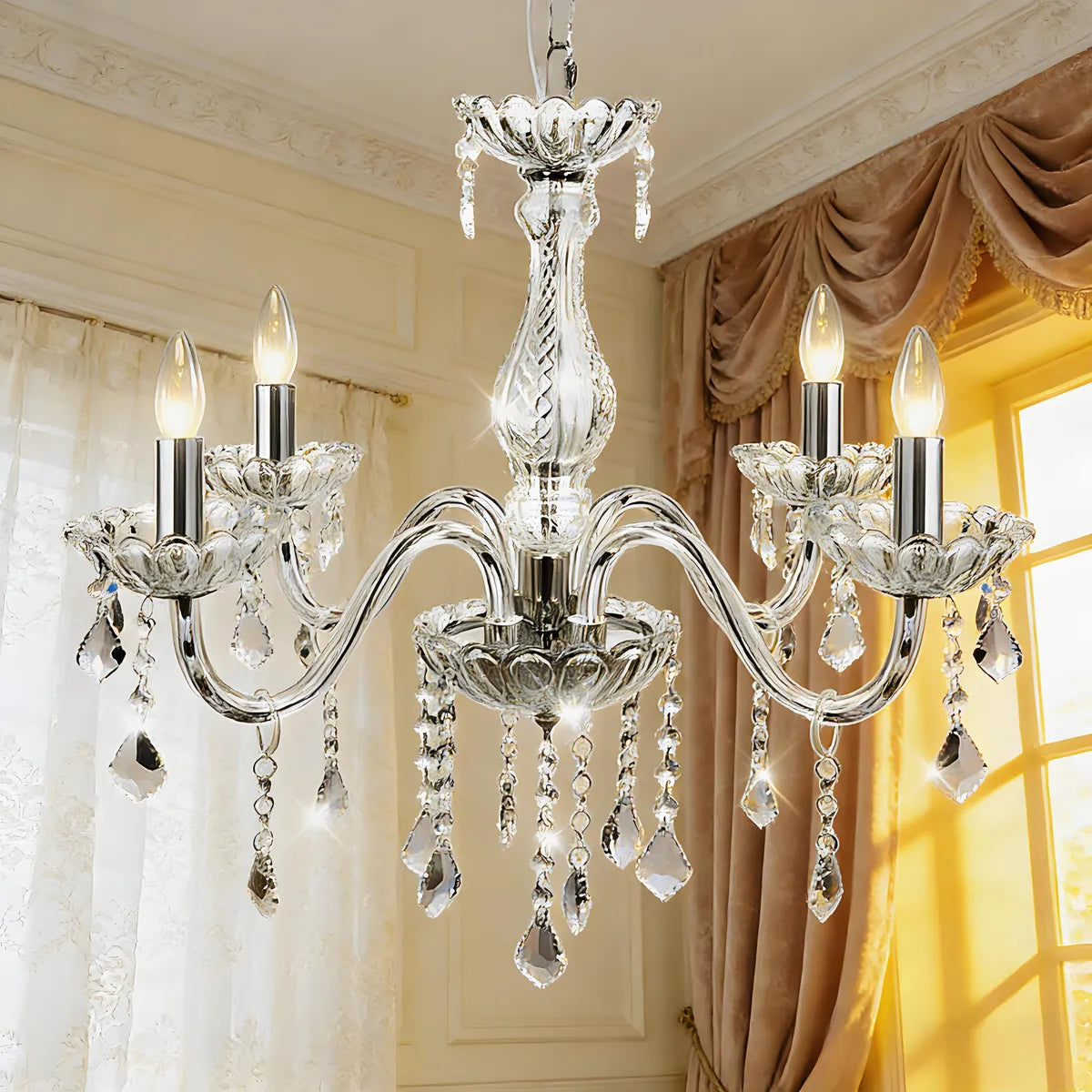 Dopwii®lámpara Colgante Cristal Lujoso Para Sala 4 Luz Dop