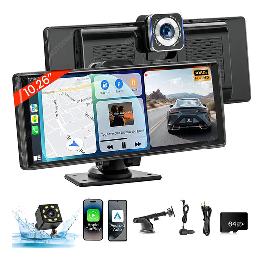 AUTODIAG® Estéreo Coche Portátil Dashcam Cameras, Mirror Link, Carplay