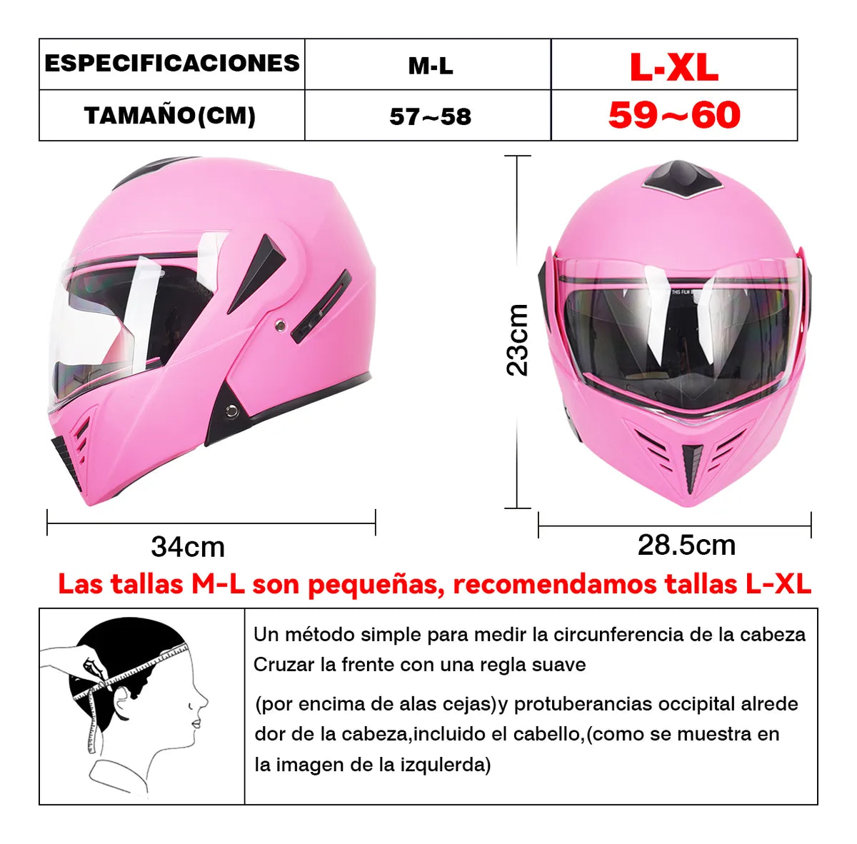 Casco Abatible Certificado Dot Para Moto De Rosa Doble Lente