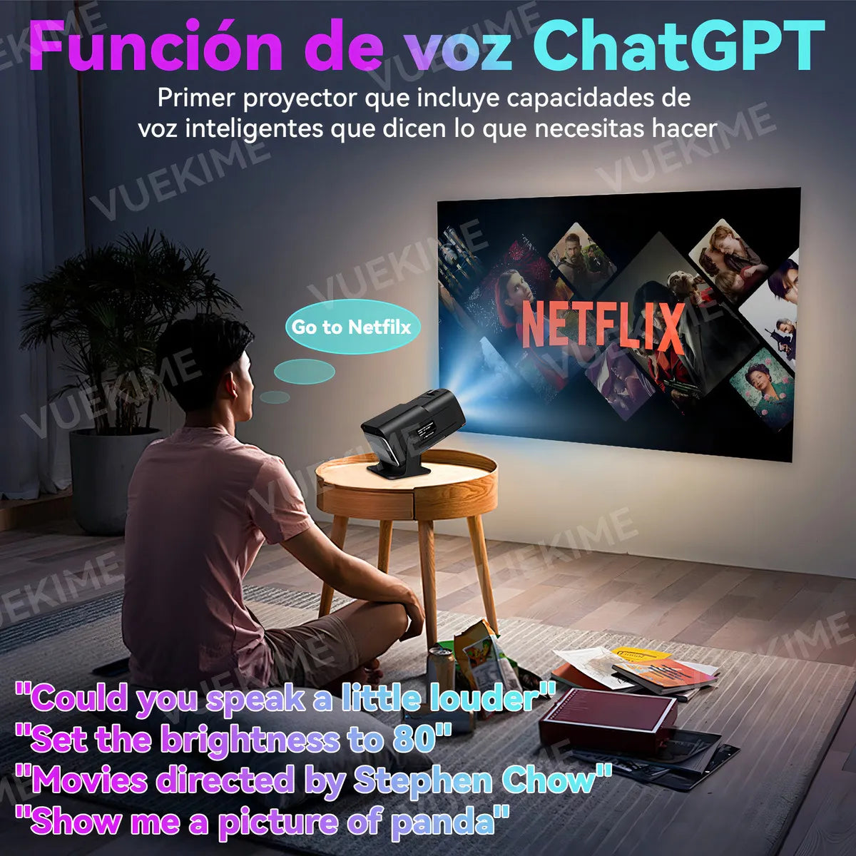 Proyector Portátil Vuekime Android 13 1080P 4K WiFi 6 Bluetooth