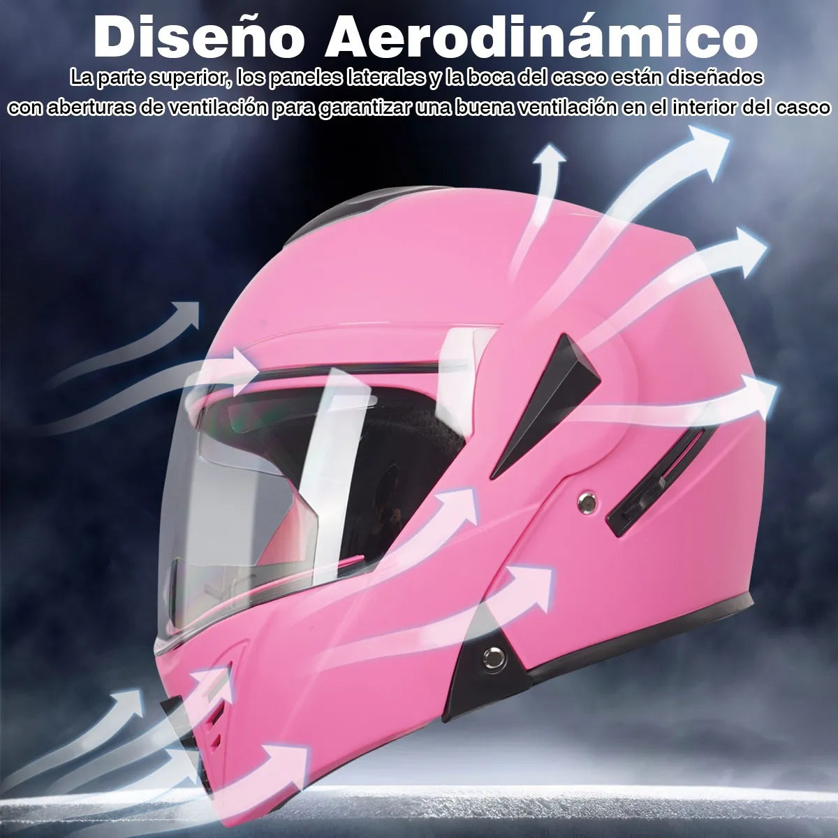 Casco Abatible Certificado Dot Para Moto De Rosa Doble Lente