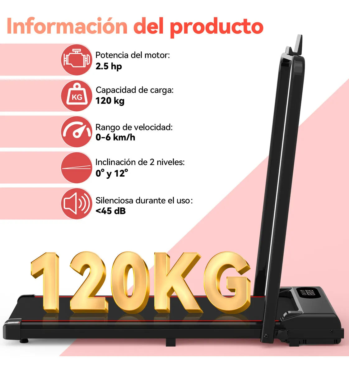 Caminadora Eléctrica Plegable Portátil 2.5hp con Pantalla LCD Y Control Remoto，Caminadora Electrica Walking Pad Portatil Elevacion Casa Oficina Gimnasio，2 En 1 Caminadora Electrica Inclinacion