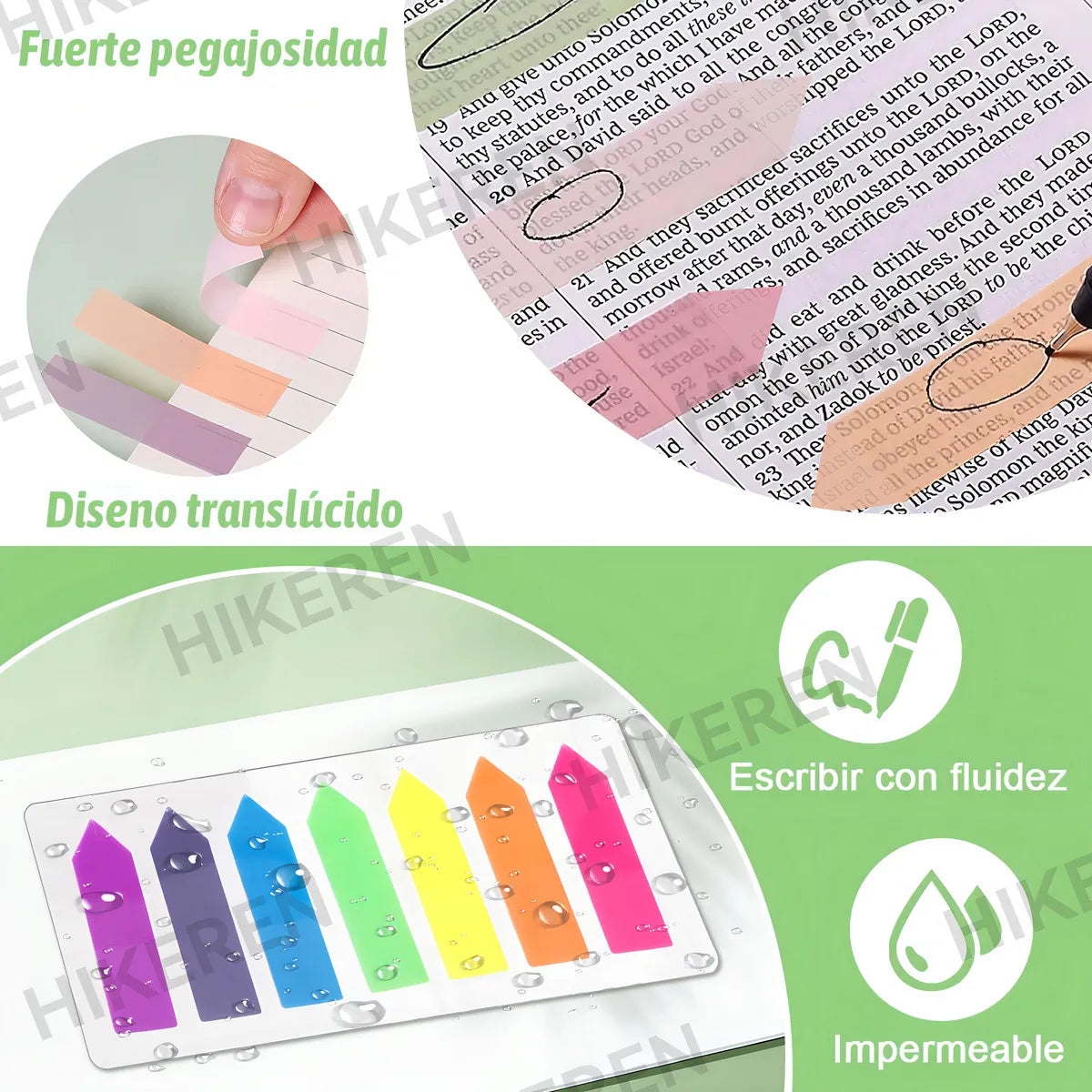 Notas Adhesivas Hikeren Morandi 3360pcs Multicolor PET Reposicionables Impermeables