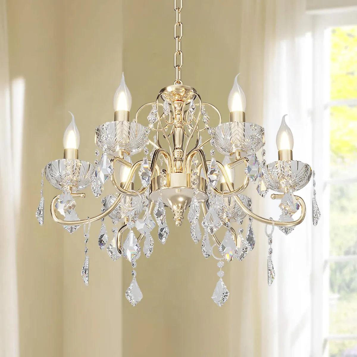 Dopwii® Lámpara Colgante Cristal Vintage Elegant 5 Luz Para