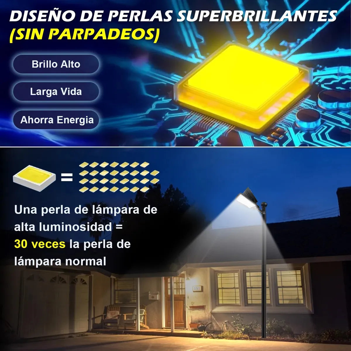 Lámpara Solar LED Exterior 10000LM IP65 Dopwii con Control Remoto 6500K Blanco