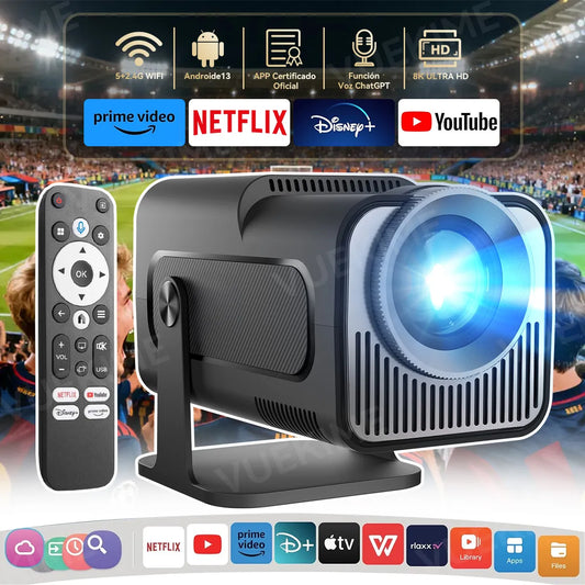 Proyector Portátil Vuekime Android 13 1080P 4K WiFi 6 Bluetooth