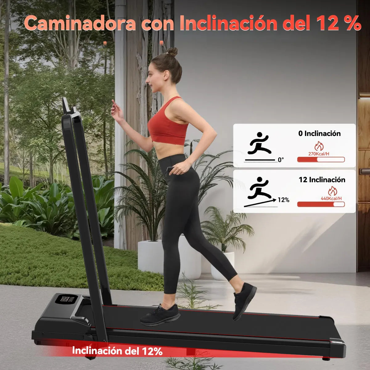Caminadora Eléctrica Plegable Portátil 2.5hp con Pantalla LCD Y Control Remoto，Caminadora Electrica Walking Pad Portatil Elevacion Casa Oficina Gimnasio，2 En 1 Caminadora Electrica Inclinacion