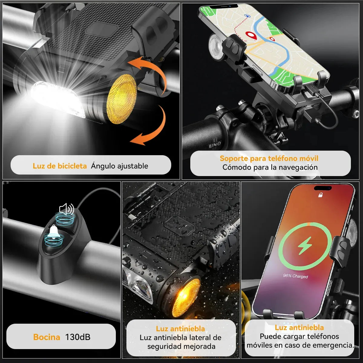 Rowide®luz Bicicleta Recargable Con Accesorios De Bicicletas