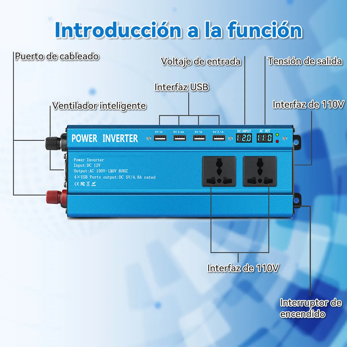 Convertidor De Corriente 12v Pantalla Digital Inteligente
