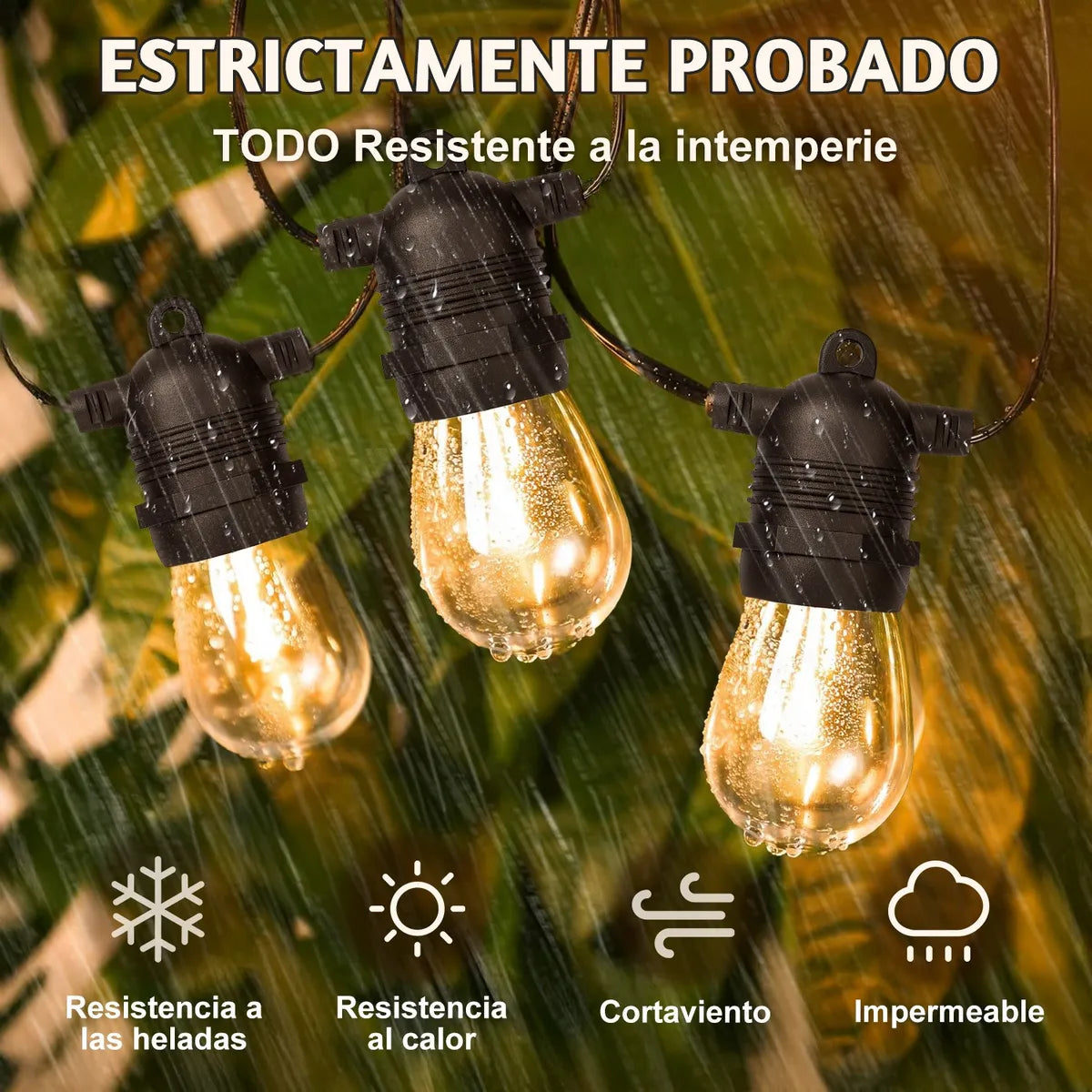 Dopwii Guirnalda De Luces Exterior 15m 15+1 Focos Led S14