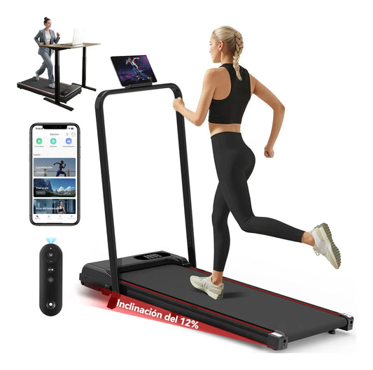Caminadora Eléctrica Plegable Portátil 2.5hp con Pantalla LCD Y Control Remoto，Caminadora Electrica Walking Pad Portatil Elevacion Casa Oficina Gimnasio，2 En 1 Caminadora Electrica Inclinacion