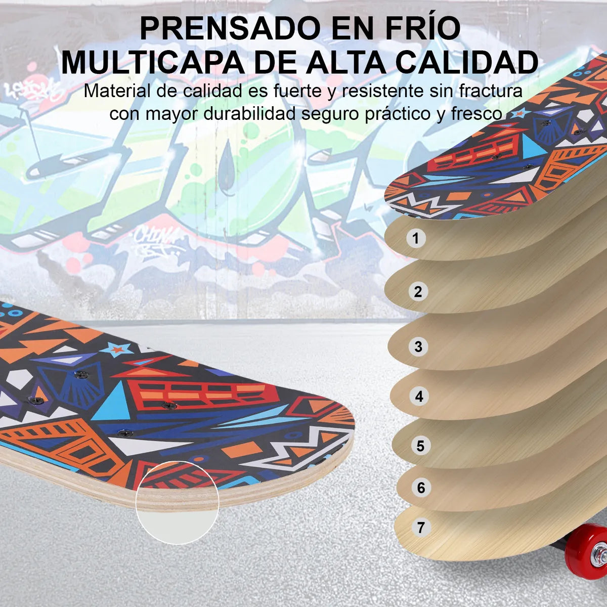 Patineta Skate Vistosa 60cm Estampada Para Niños Madera