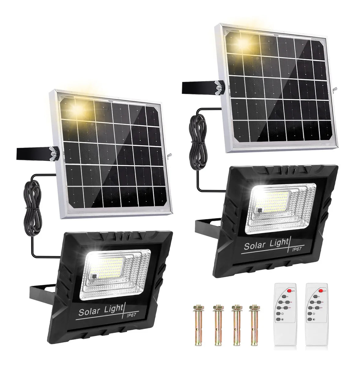 Reflector Solar LED Dopwii 2 Unidades Exterior IP67 Luz con Control Remoto 3 Modos