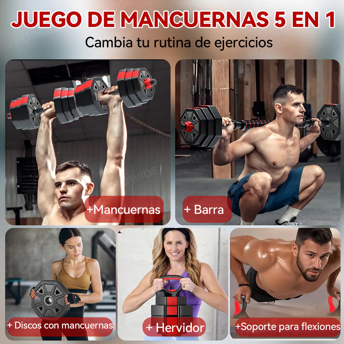 Rowide® Mancuernas Octogonales Pesas Barra Recta Ejercicio Kit Ajustables 20kg,Set De Mancuernas Ajustables Pesas Alta Calidad 20kg Gym,Juego de Mancuernas Barra Recta Ejercicio Kit Ajustables