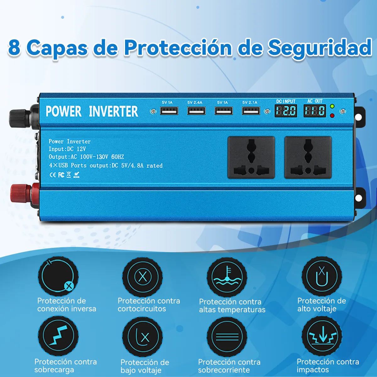 Convertidor De Corriente 12v Pantalla Digital Inteligente