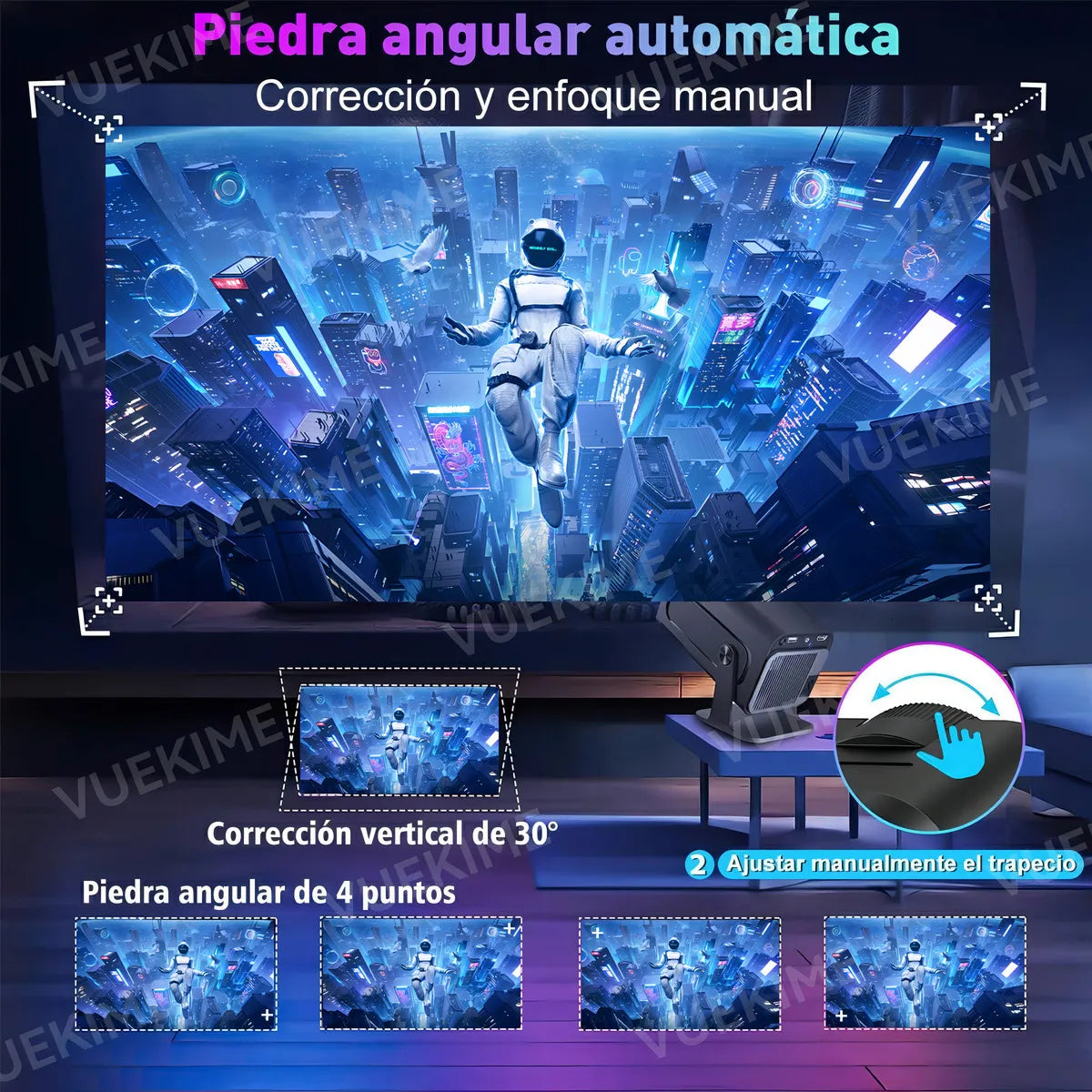Proyector Portátil Vuekime Android 13 1080P 4K WiFi 6 Bluetooth