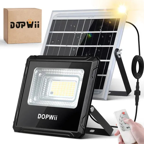 Reflector Solar Exterior LED Dopwii 8000mAh Doble Panel 14W IP65 4 Modos Control Remoto