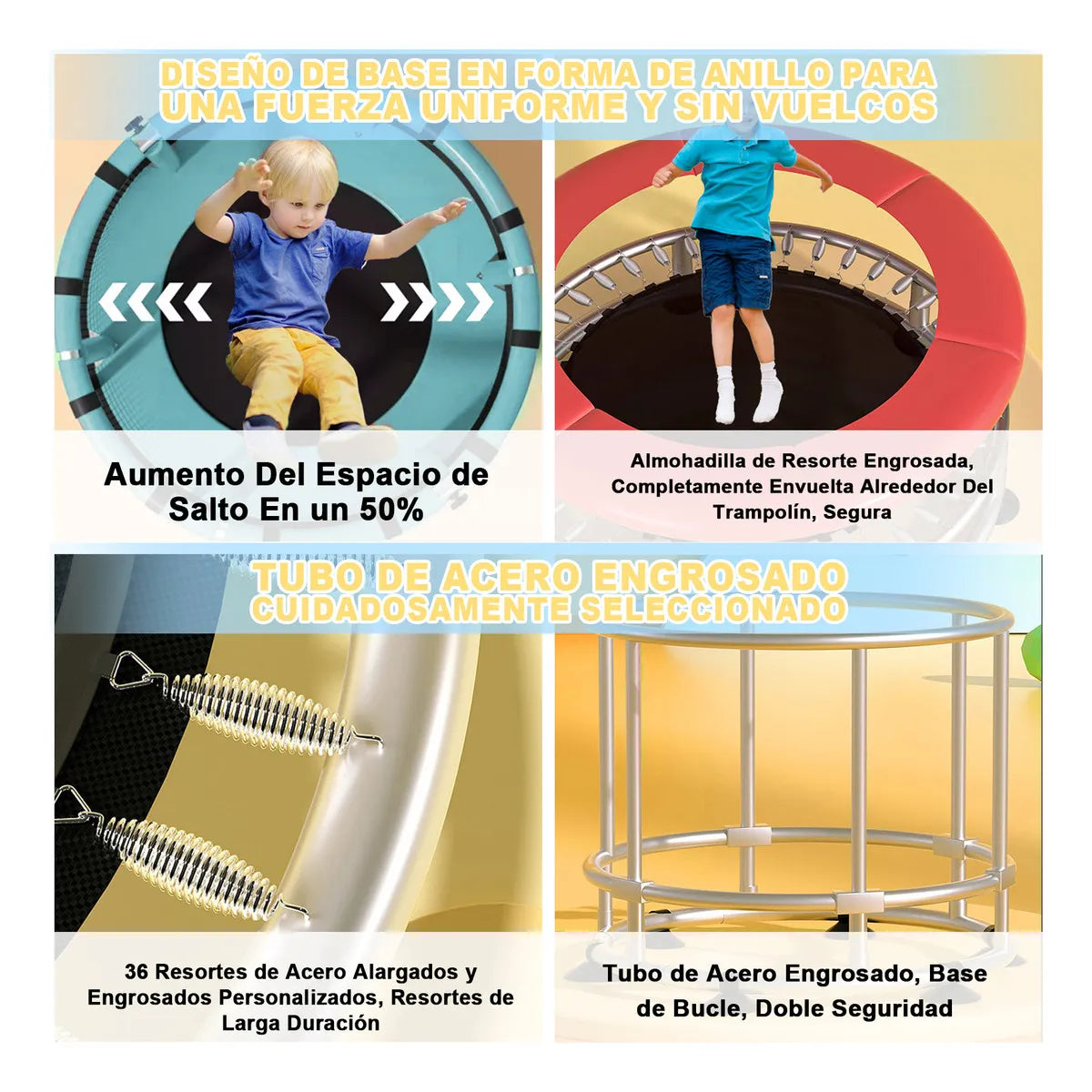 Trampolín para niños juegos al aire libre engrosado ring base apto de 2 a 12 años 2-3 niños a la vez 1.4 m diametro Welikera