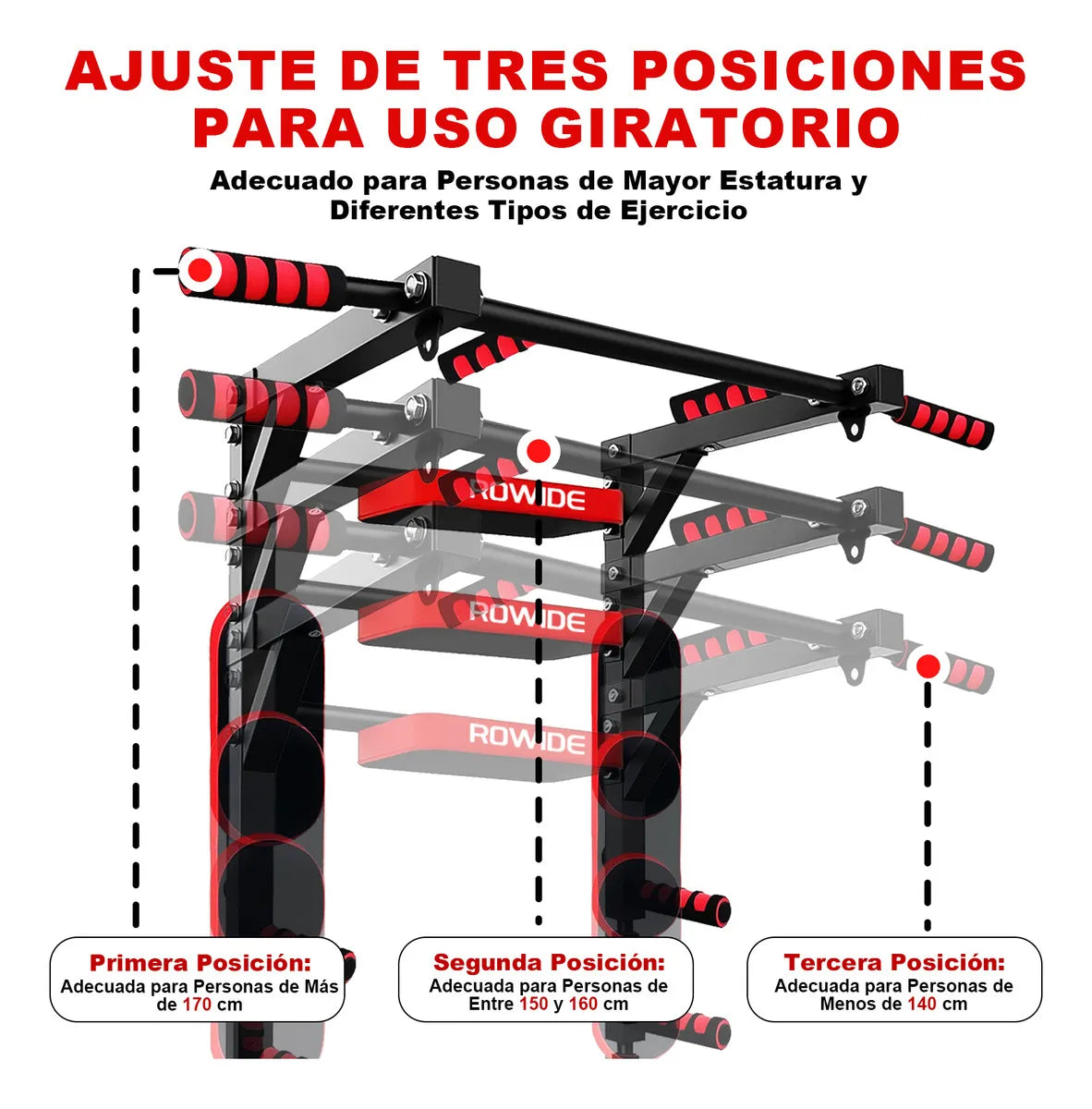 ROWIDE® Barra Multifuncional 8 En 1 Para Dominadas, Calistenia Y Ejercicios De Gym con Costal de Box，Barra 8en1 Dominadas Multifunciona Ejercicio Gym Calistenia