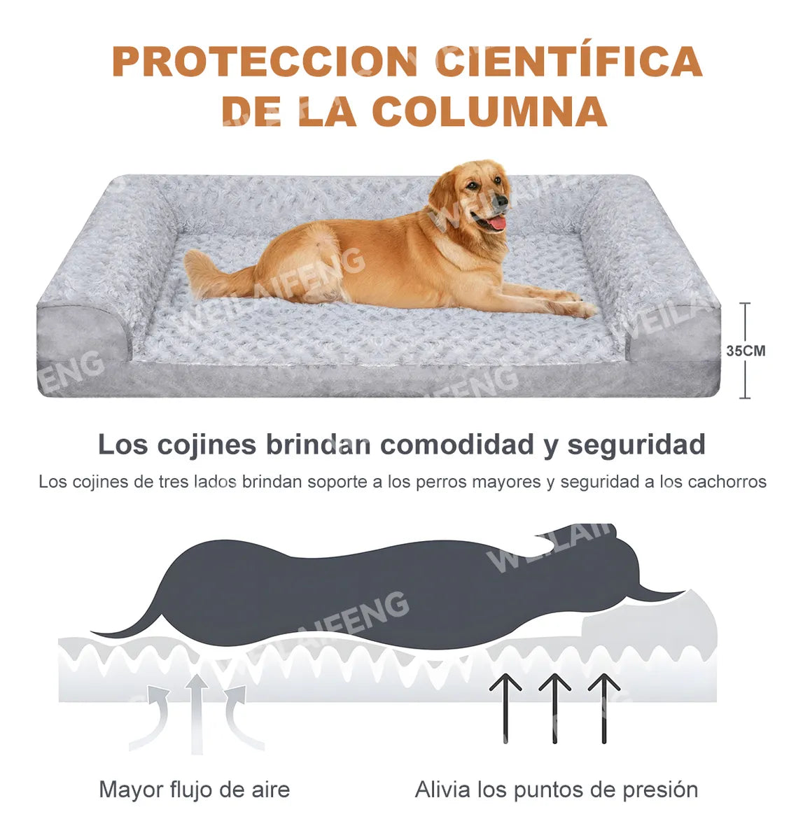 Cama Para Perro Resistente Perros Medianos A Grandes 90*60cm