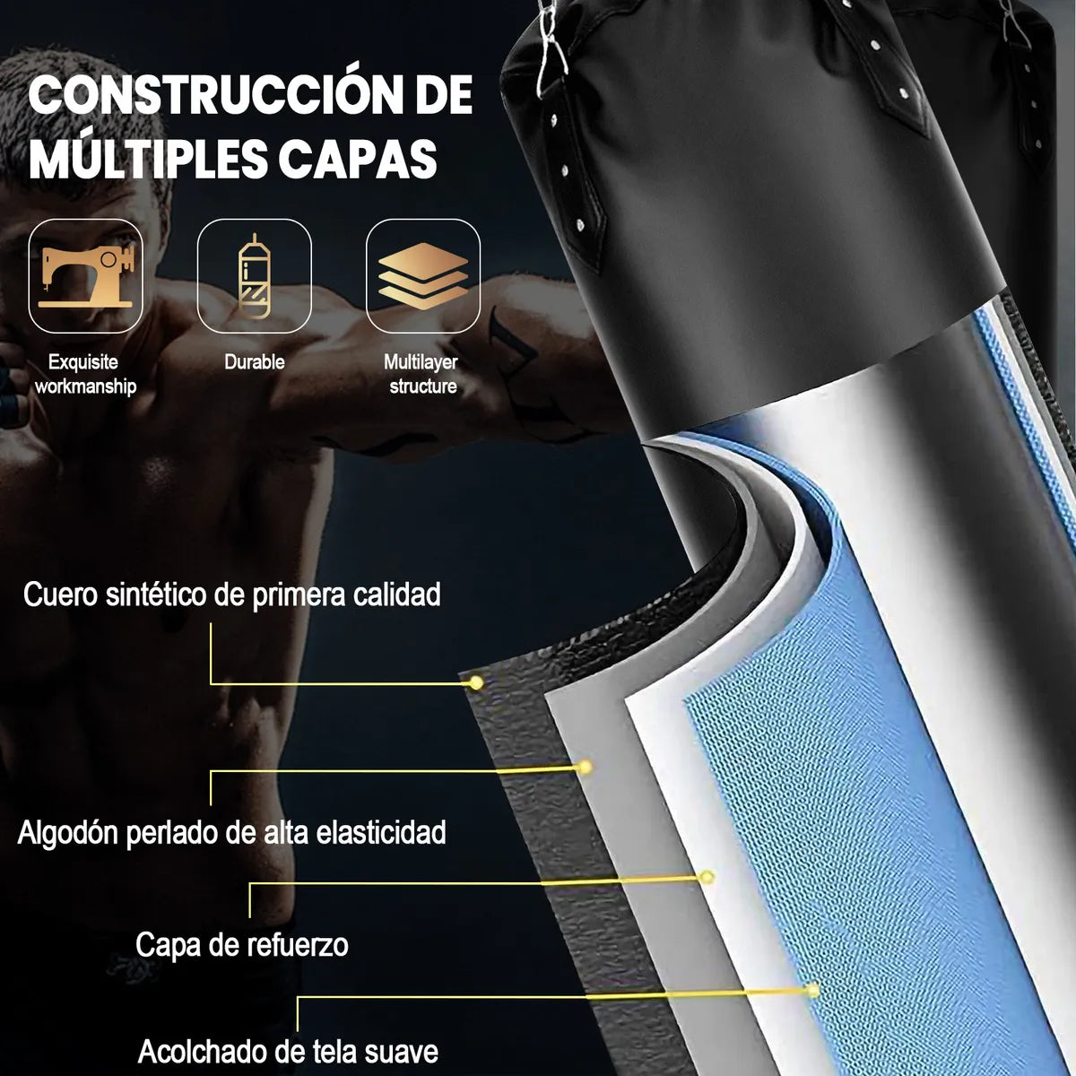 Rowide® Set De Sacos Arena Profesionales Con Guantes Negros