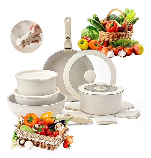 Bateria De Cocina Juego De Sarten Con Mango Desmontable 15pc