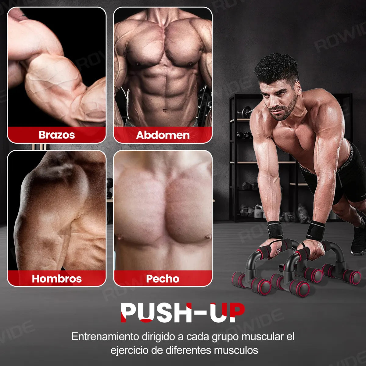 Rowide® Kit De Ejercicio Rueda Para Abdomen Gimnasio Push Up Yoga Deportes Fitness Con Cuerda Elástica y Cuerda para Saltar 12Pcs
