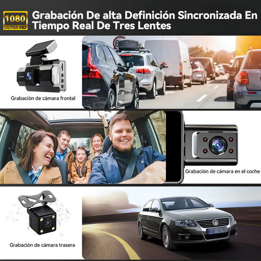 Autodiag® Cámara Para Automóvil Full Hd 1080p 3 En 1 Wi-fi Incorporado, Camara Para Auto Dash Cam, Ltps Pantalla De Polisilicio De Baja Temperatura, Monitoreo De Estacionamiento, Camaras Para Auto